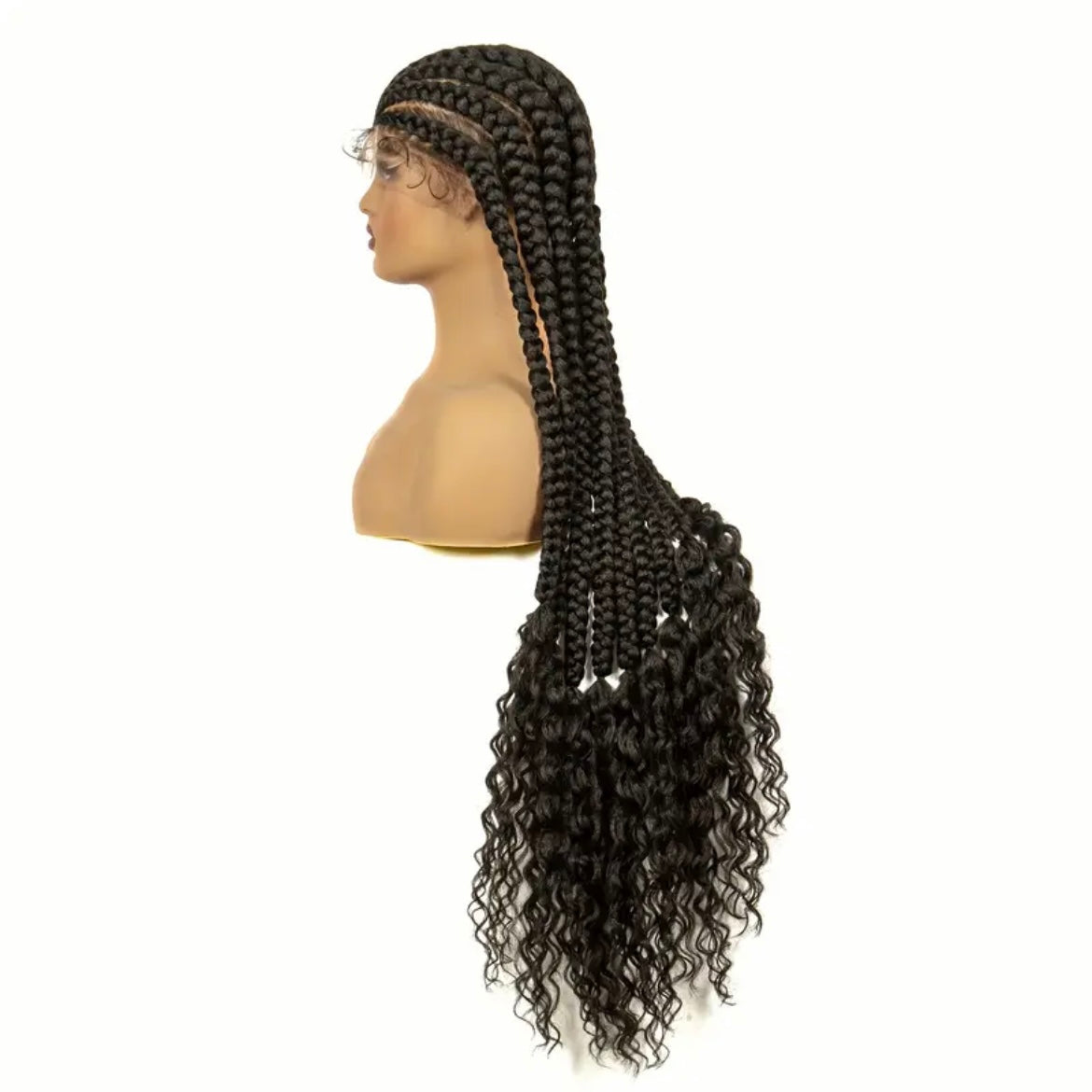 9 Flat Braids Synthetic Full Lace Wig with Curly Ends