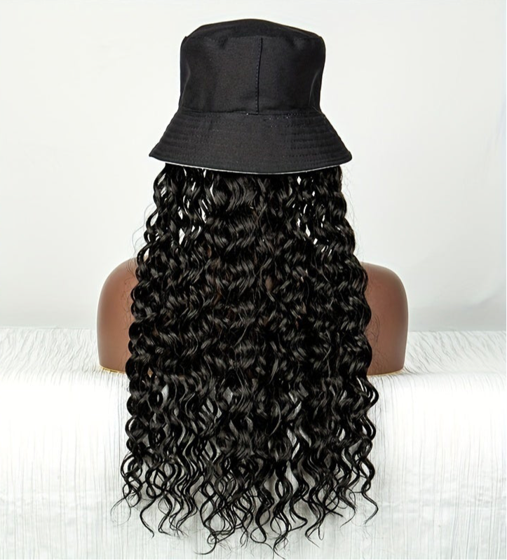 High Temperature Synthetic Wavy Wig with Built-in Hat