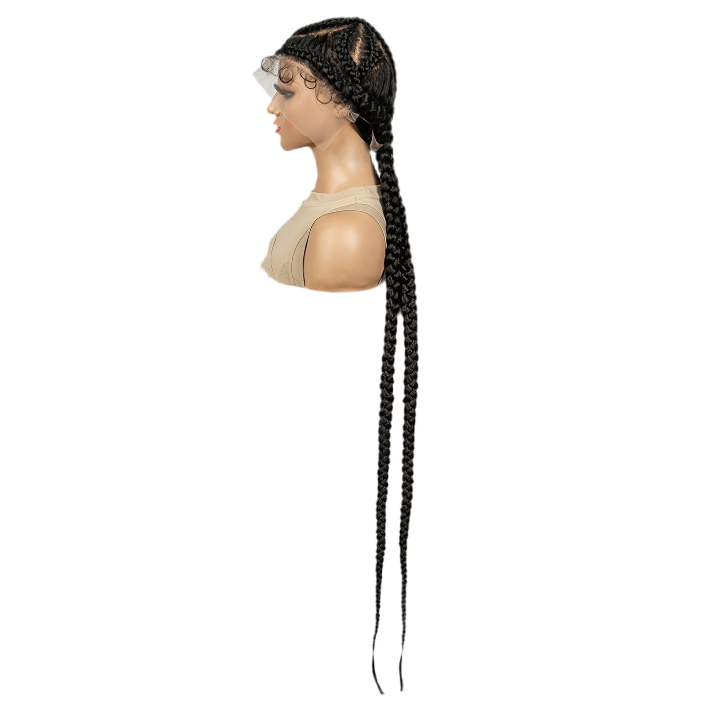 2-Parted Synthetic Flat Braids Full Lace Wig