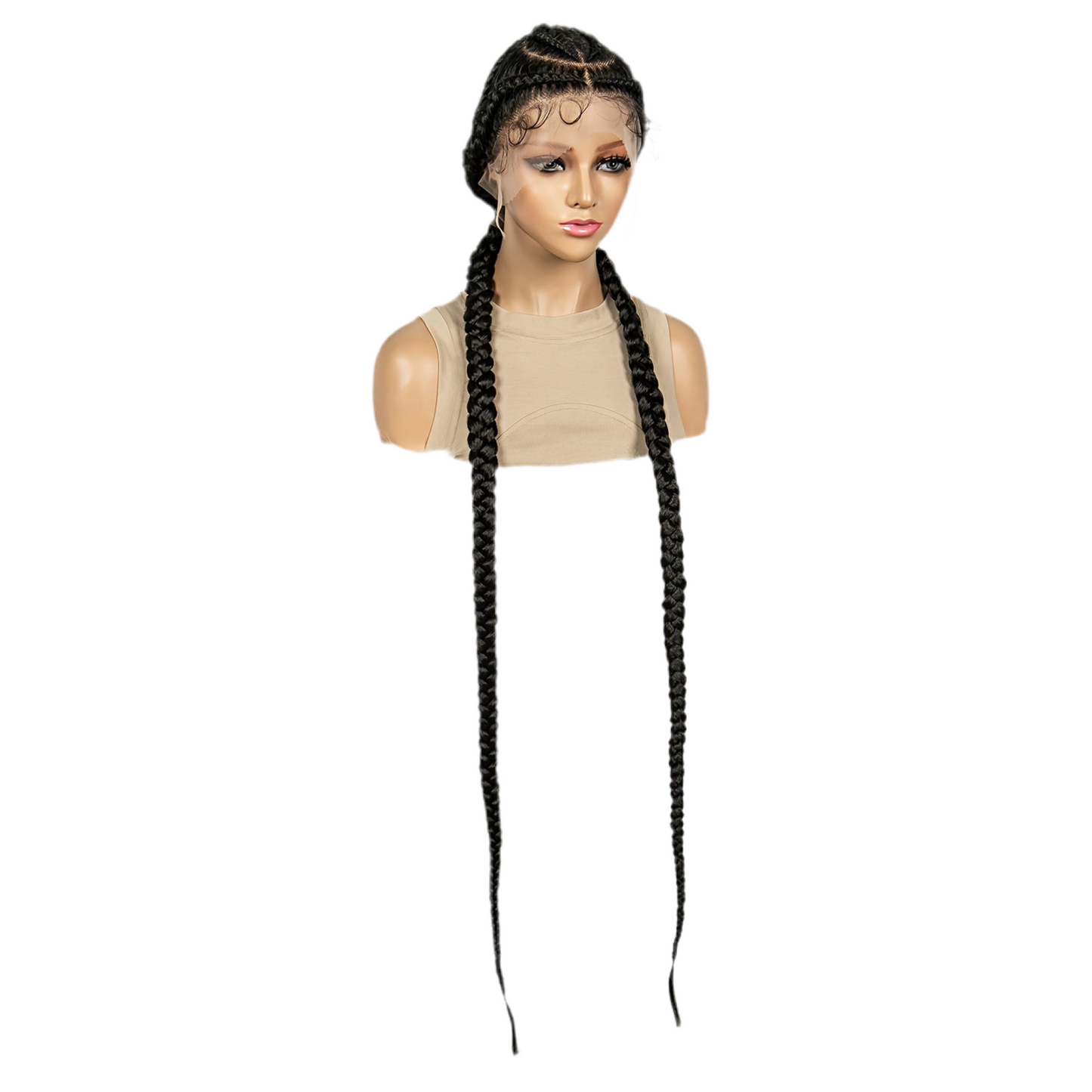 2-Parted Synthetic Flat Braids Full Lace Wig