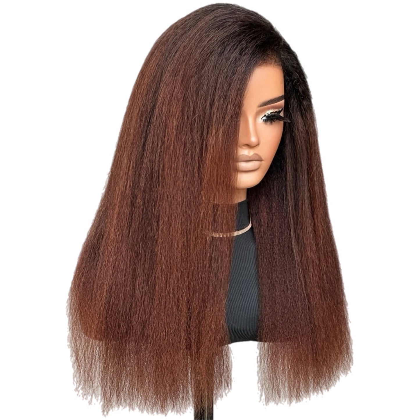 HH Kinky Curly Brown Gradient Front Lace Wig