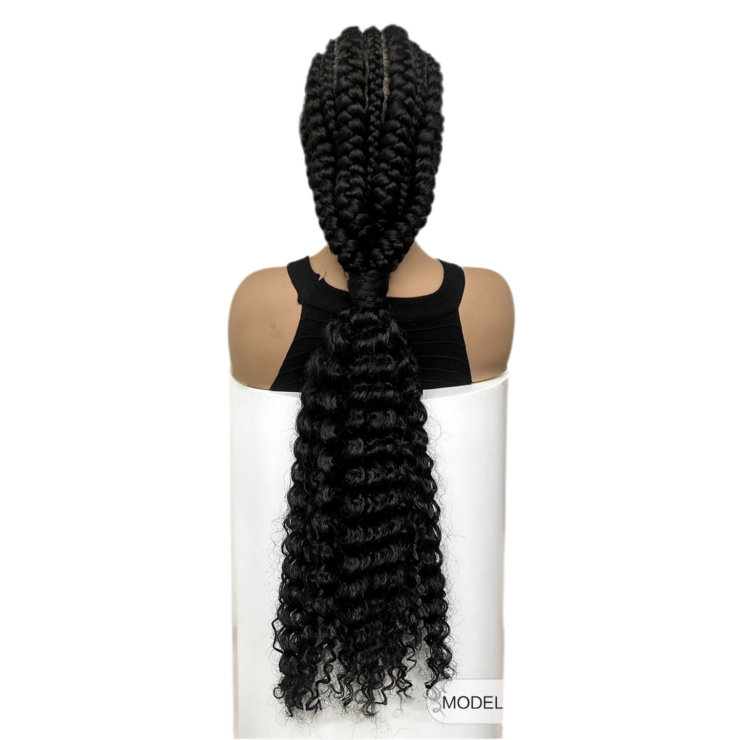 12 Flat Braids Synthetic Full Lace Wig with Curly Ends