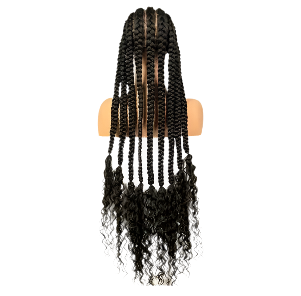 9 Flat Braids Synthetic Full Lace Wig with Curly Ends