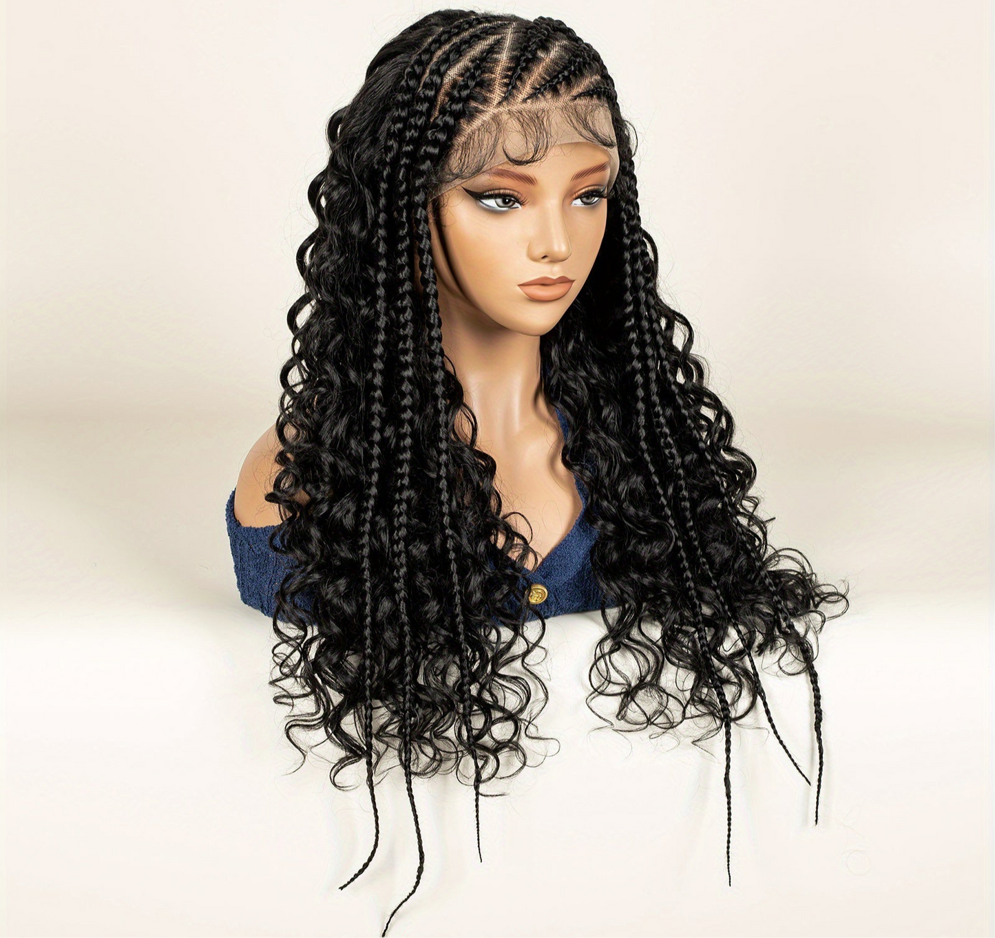 Synthetic Curly Front Lace Wig with 6 Front Braids