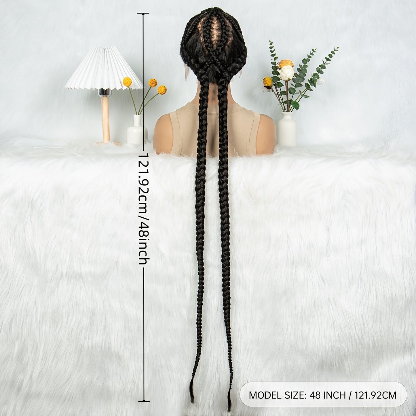 2-Parted Synthetic Flat Braids Full Lace Wig