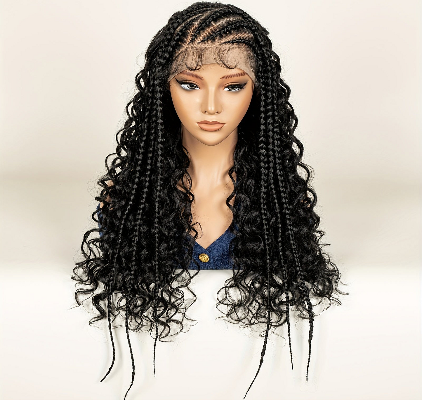 Synthetic Curly Front Lace Wig with 6 Front Braids