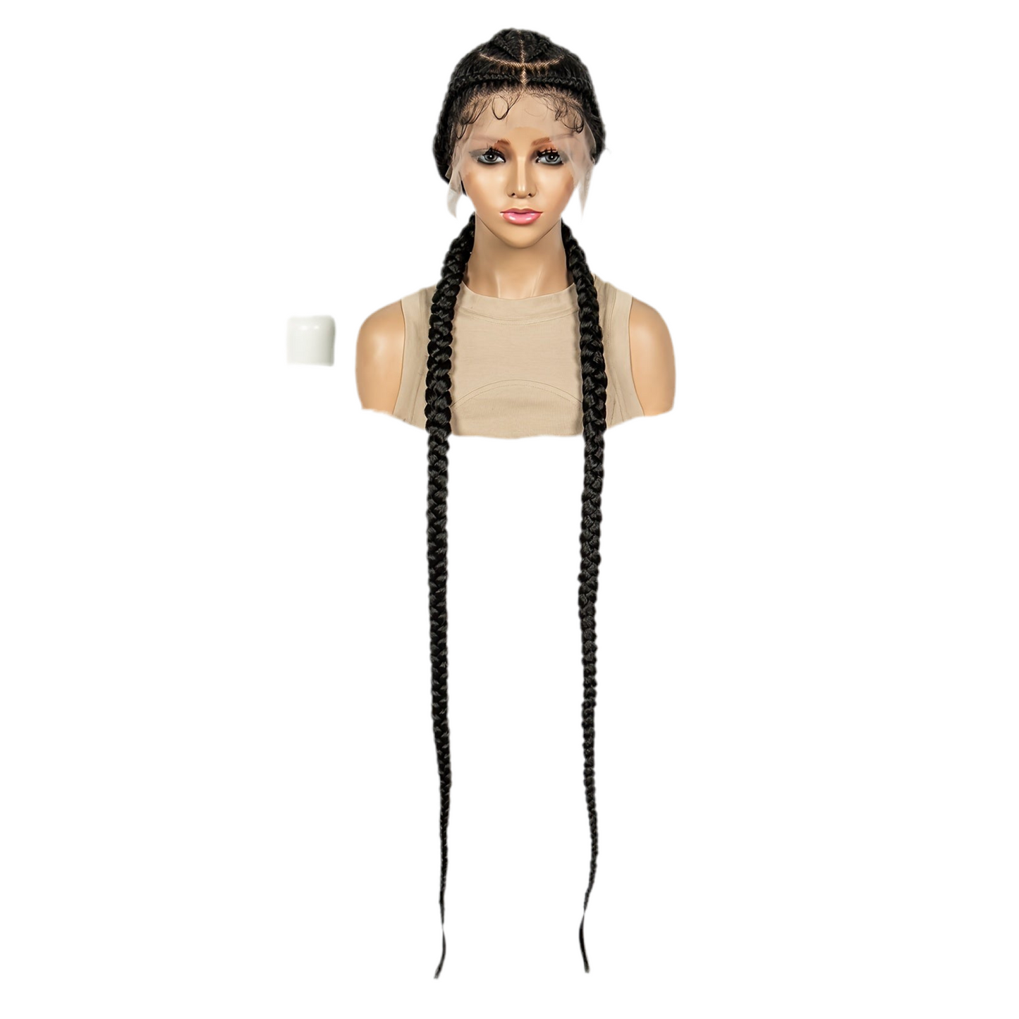2-Parted Synthetic Flat Braids Full Lace Wig