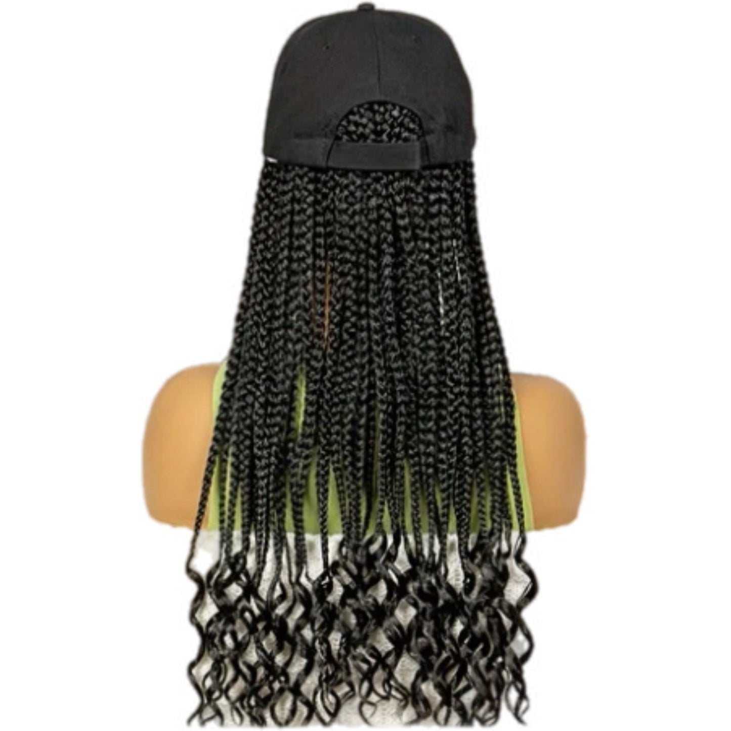 Synthetic Braided Wig with Curly Ends and Built-in Cap