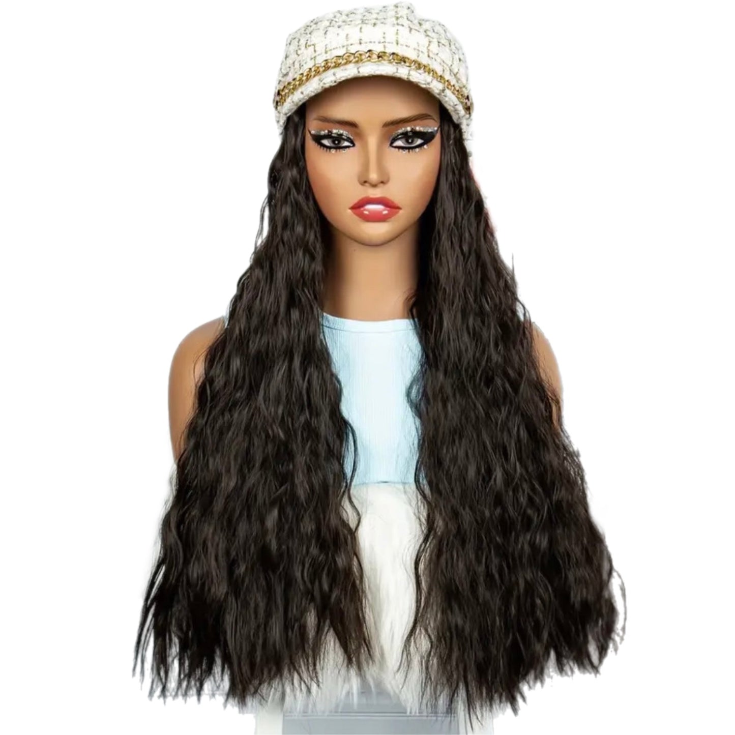 High Temperature Synthetic Wavy Wig with Built-in Stylish Cap