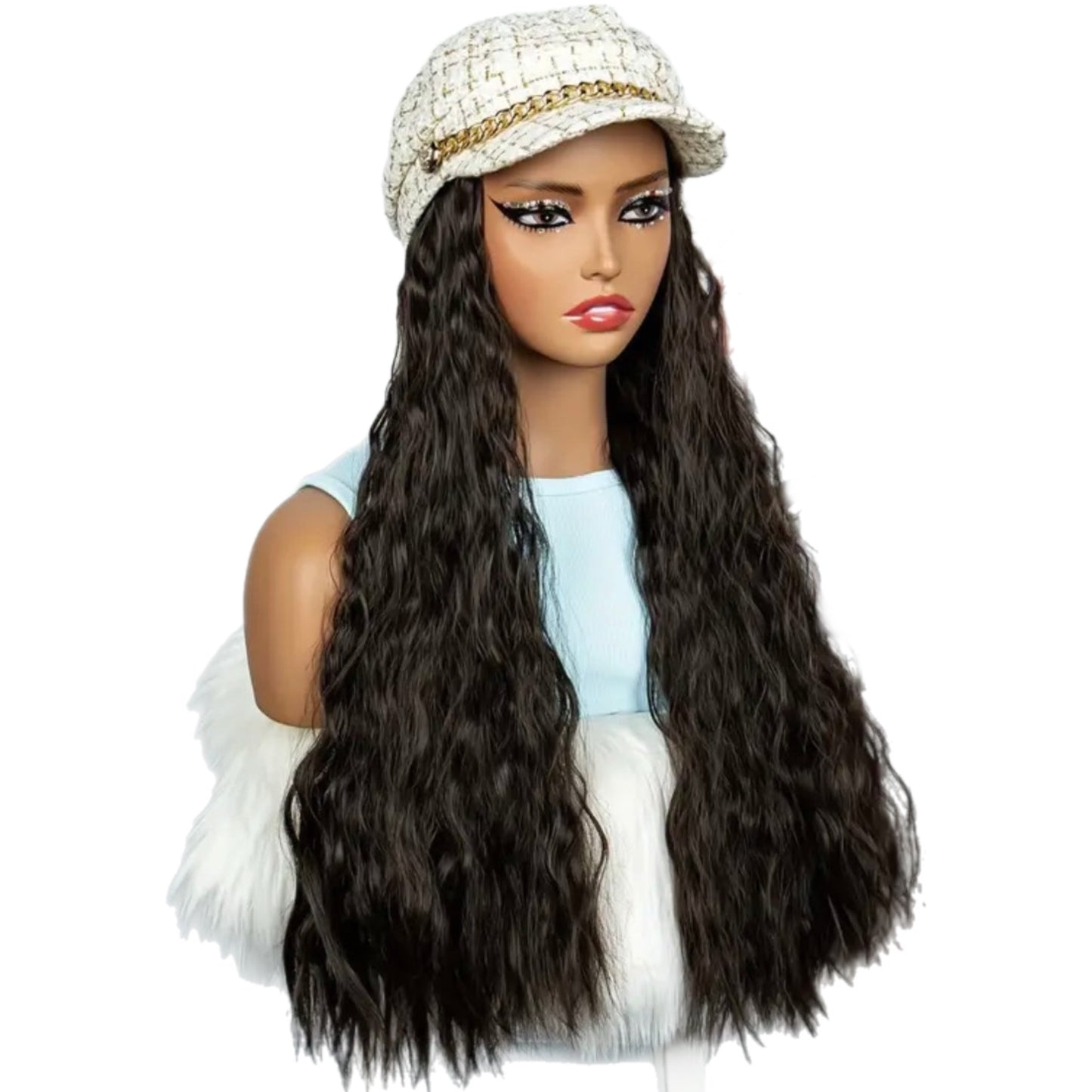 High Temperature Synthetic Wavy Wig with Built-in Stylish Cap