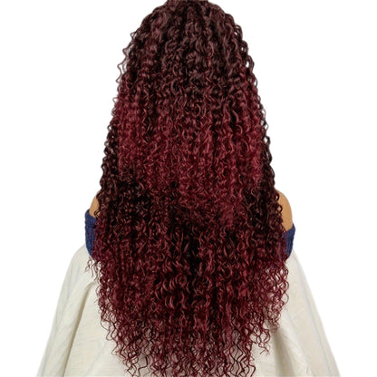Colorful Curly Front Lace Wig Half Attached Synthetic with Front Braids [2 Colors]