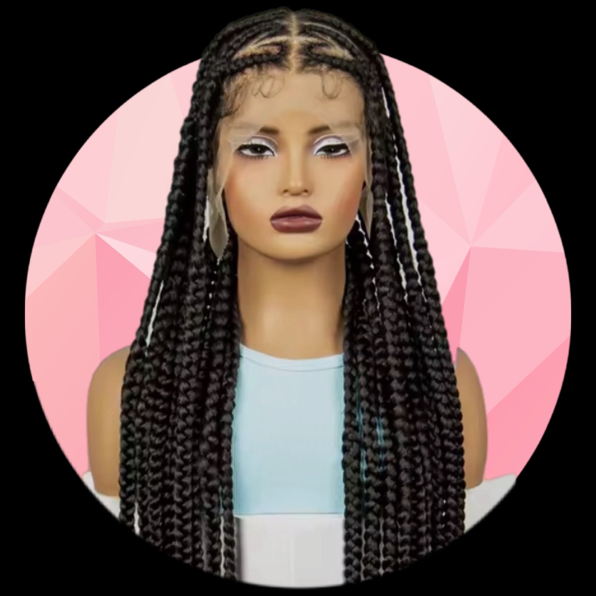 Tresses Collées en Cœur 30" à Dentelle Complète #0004