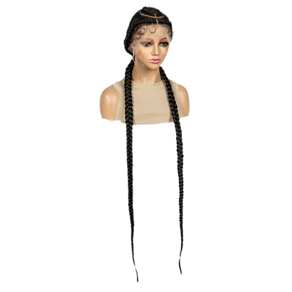 2-Parted Synthetic Flat Braids Full Lace Wig