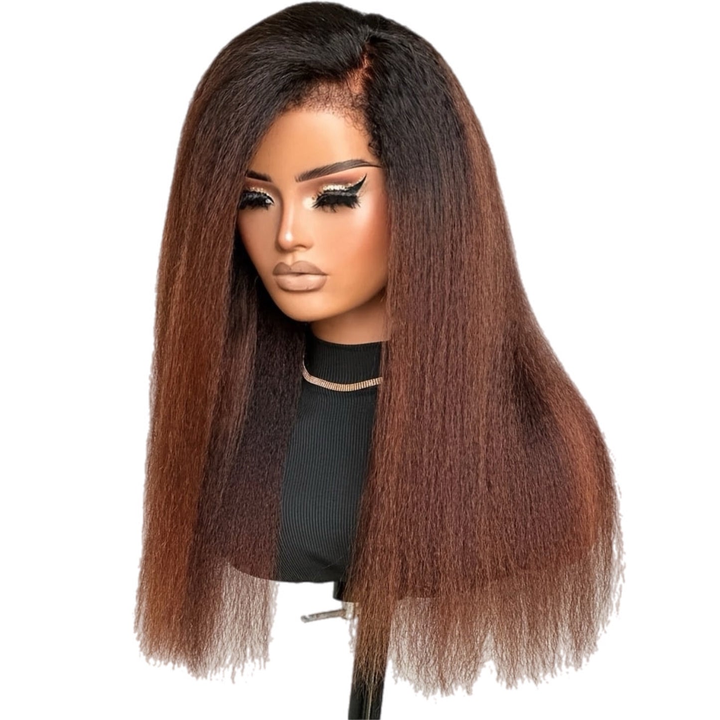 HH Kinky Curly Brown Gradient Front Lace Wig
