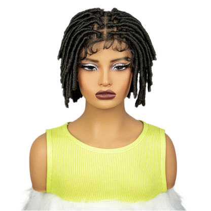 Short Faux Locs Synthetic Full Lace Wig