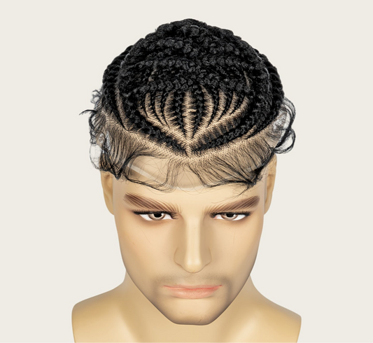 Perruque Haut-de-Tête en Dentelle de Nattes Synthétiques pour Homme [Modèle #5]