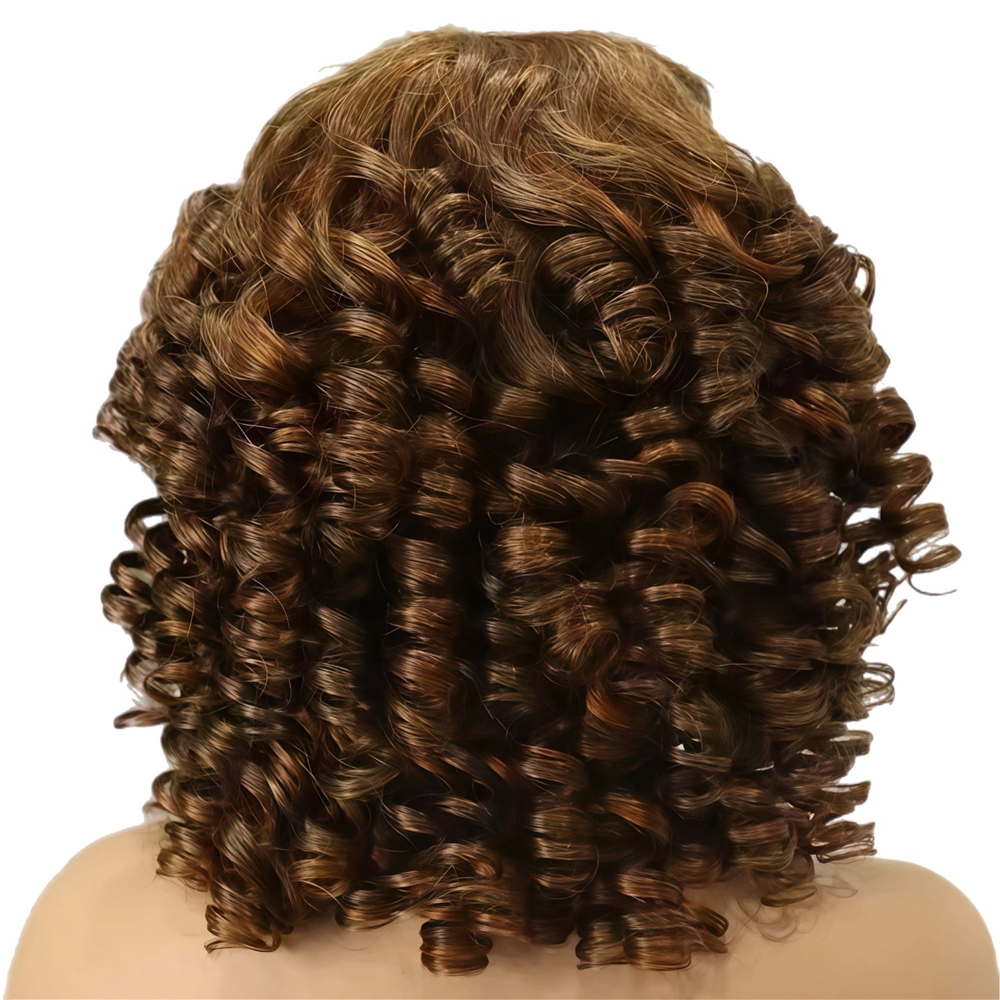 HH Curly Brown Wig with Bangs