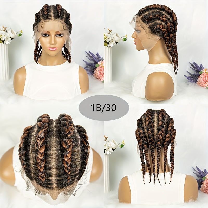 6 Flat Braids Synthetic Full Lace Wig (Unisex) [3 Colors]