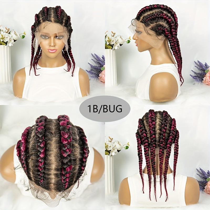 6 Flat Braids Synthetic Full Lace Wig (Unisex) [3 Colors]