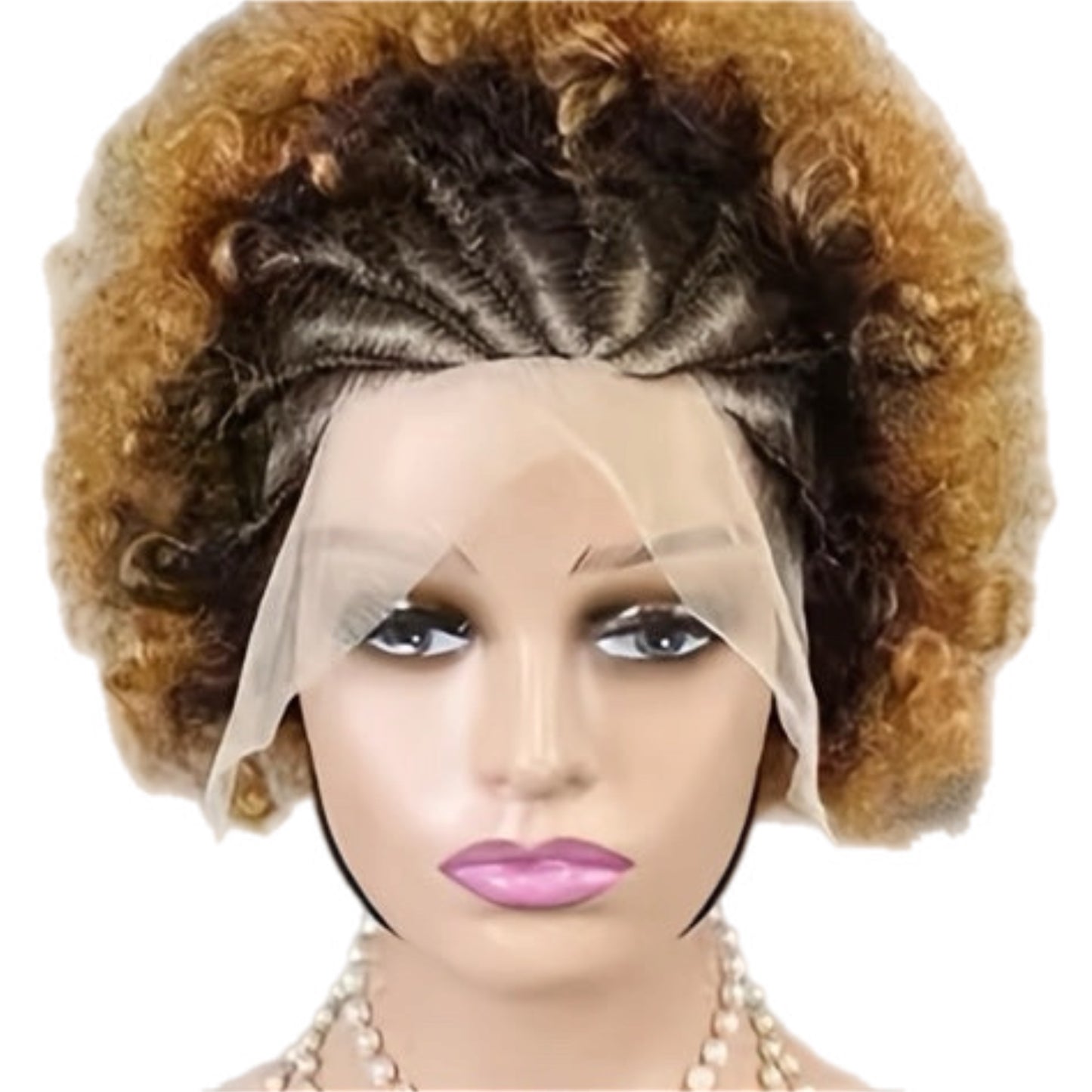 HH Colored Afro Kinky Curly Synthetic Front Lace Wig with Front Braids [Style #4][6 Couleurs]