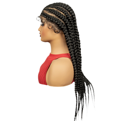 9 Flat Braids Synthetic Full Lace Wig