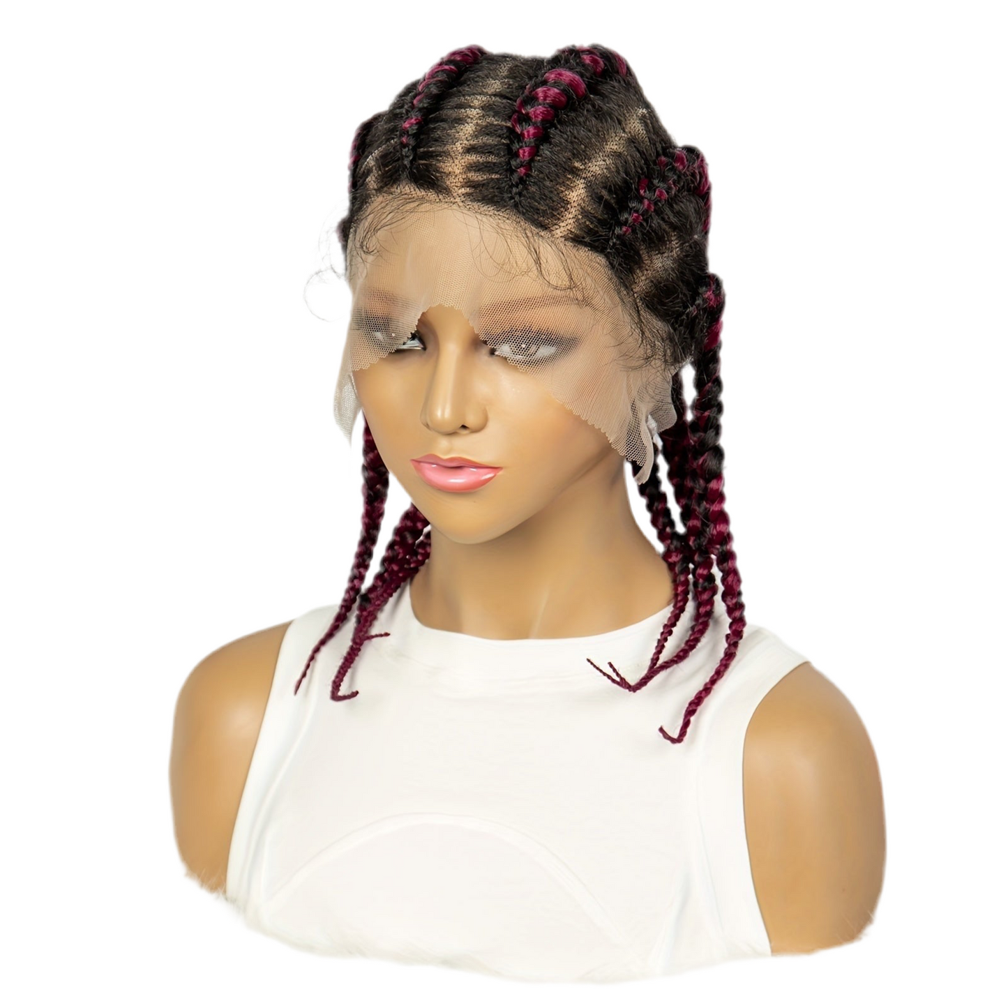 6 Flat Braids Synthetic Full Lace Wig (Unisex) [3 Colors]