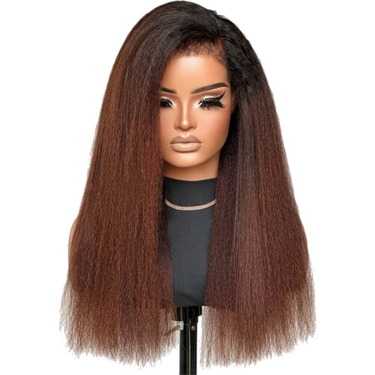 HH Kinky Curly Brown Gradient Front Lace Wig