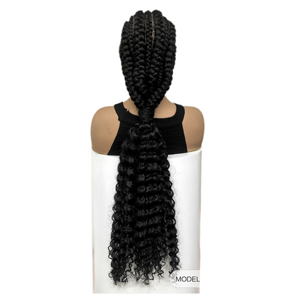 12 Flat Braids Synthetic Full Lace Wig with Curly Ends