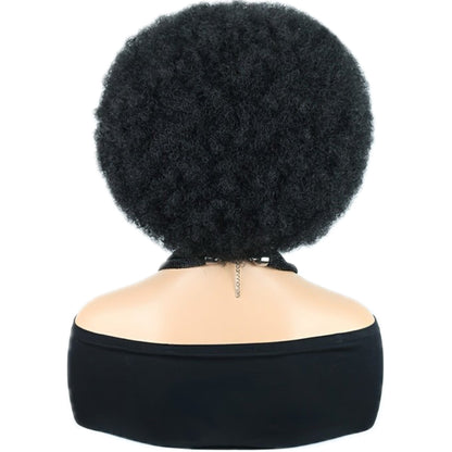 Perruque en Dentelle d’Afro Crépus Synthétique avec Nattes à l’Avant [Modèle #12]