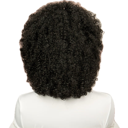 Perruque en Dentelle d’Afro Crépus Frisé Synthétique avec Nattes à l’Avant [Modèle #1]