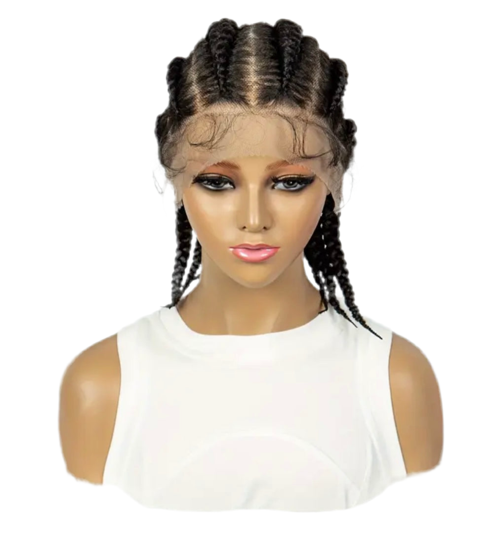 6 Flat Braids Synthetic Full Lace Wig (Unisex) [3 Colors]