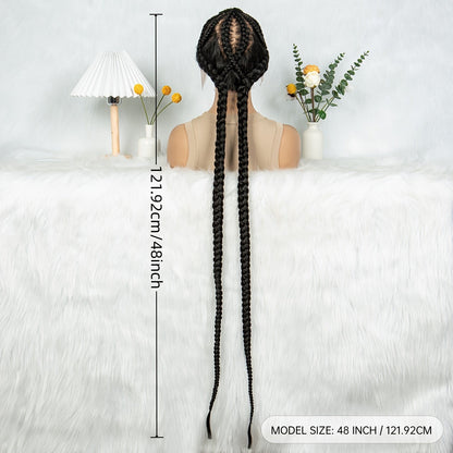 2-Parted Synthetic Flat Braids Full Lace Wig