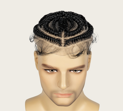Men's Synthetic Lace Front Top Wig with Flat Braids [Style #4]