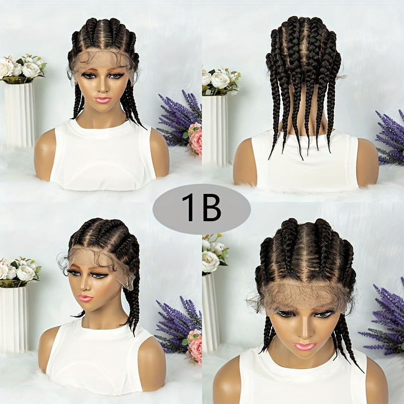 6 Flat Braids Synthetic Full Lace Wig (Unisex) [3 Colors]