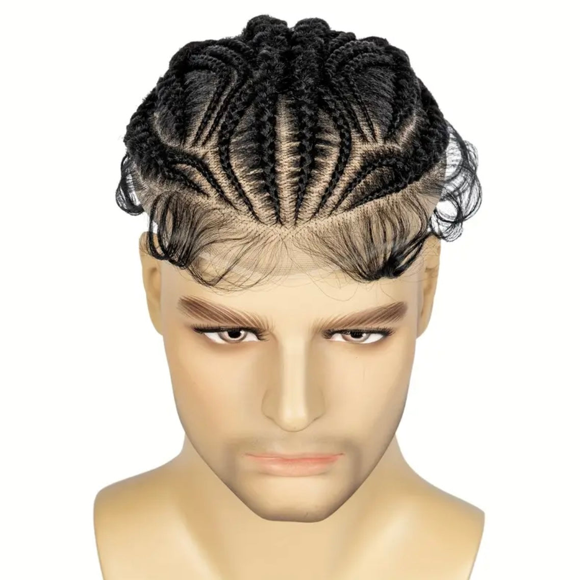 Men's Synthetic Lace Front Top Wig with Flat Braids [Style #10]