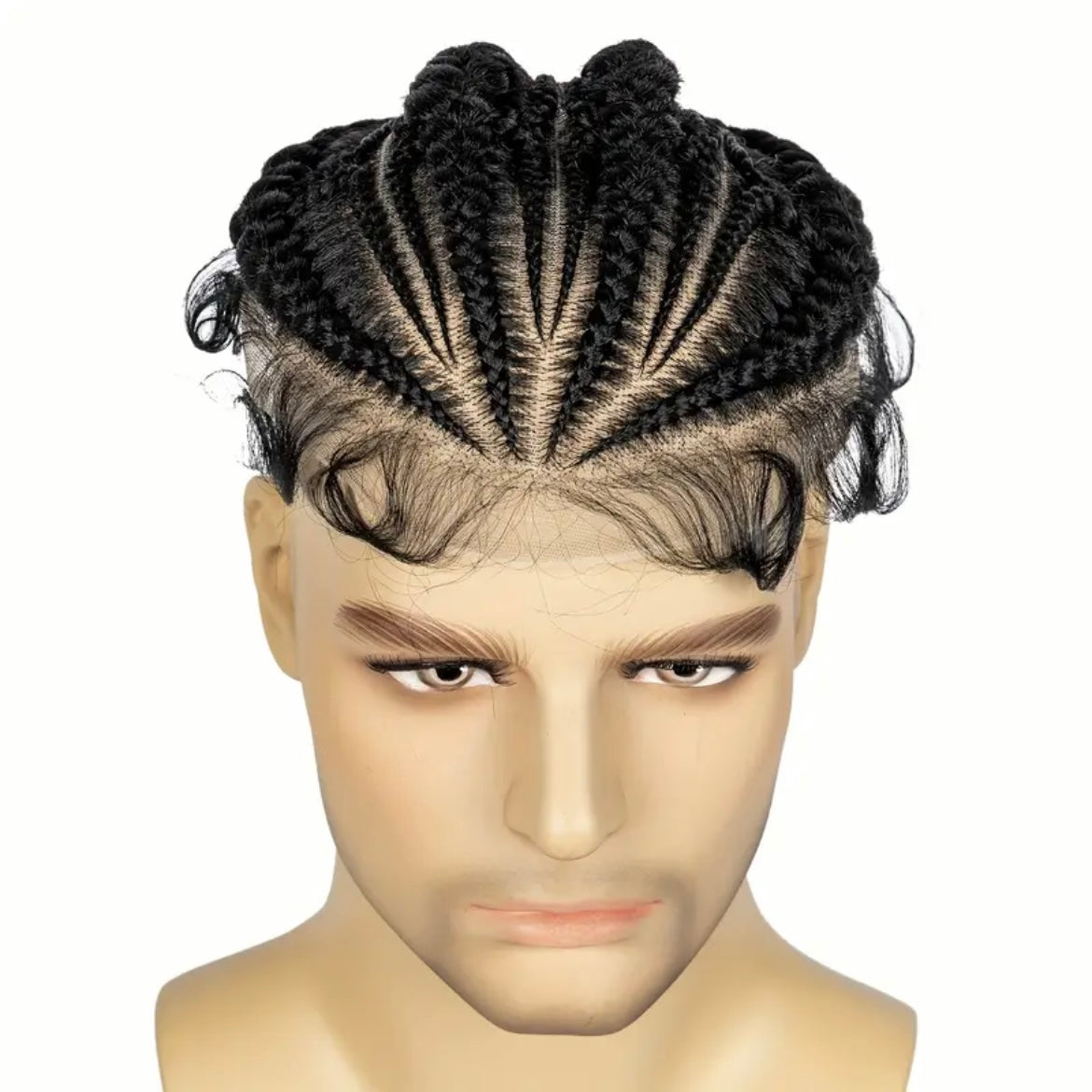 Men's Synthetic Lace Front Top Wig with Flat Braids [Style #3]