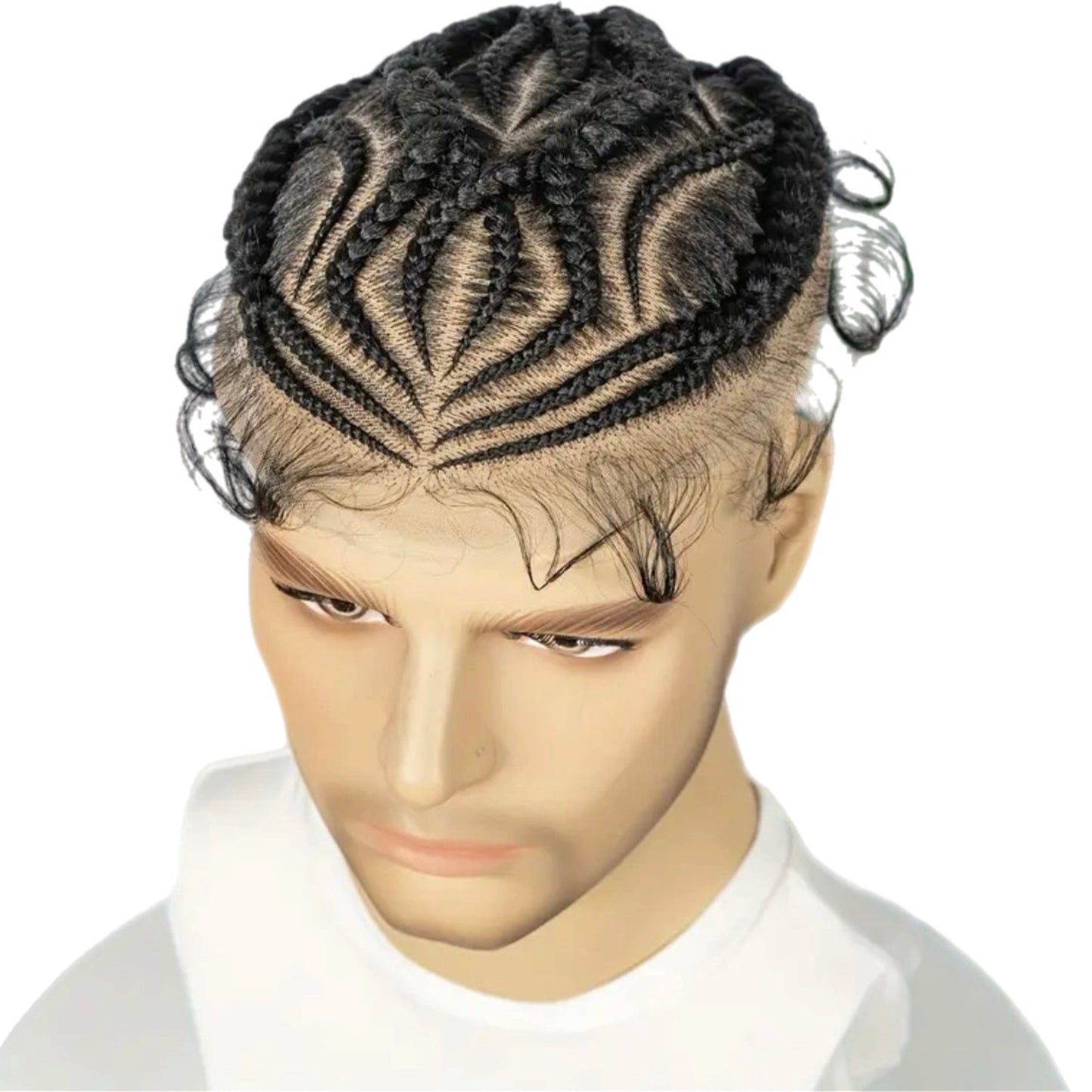 Men's Synthetic Lace Front Top Wig with Flat Braids [Style #6]