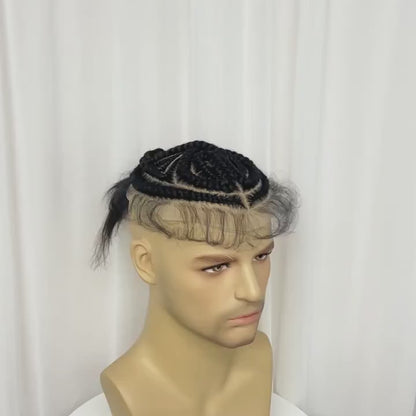 Men's Synthetic Lace Front Top Wig with Flat Braids [Style #4]