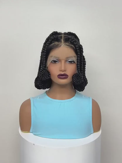 Synthetic Braids Full Lace Wig with Wrapped Ends
