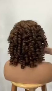 HH Curly Brown Wig with Bangs