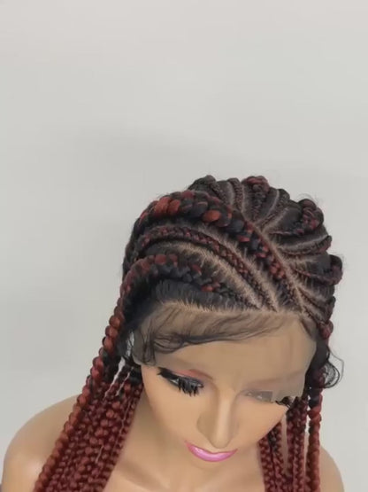 12 Synthetic Flat Braids Full Lace Wig