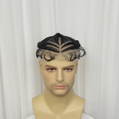 Perruque Haut-de-Tête en Dentelle de Nattes Synthétiques pour Homme [Modèle #2]