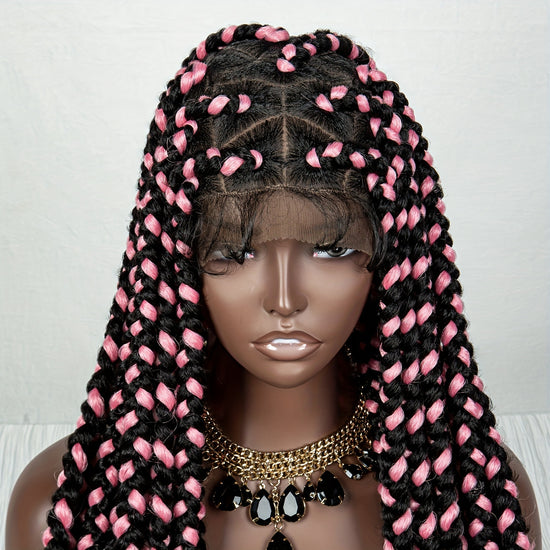 Perruque de Tresses 2 Couleurs Rose  Noir