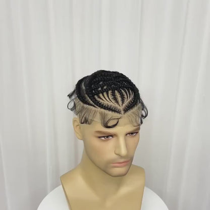 Men's Synthetic Lace Front Top Wig with Flat Braids [Style #5]