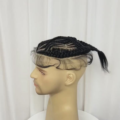 Men's Synthetic Lace Front Top Wig with Flat Braids [Style #1]