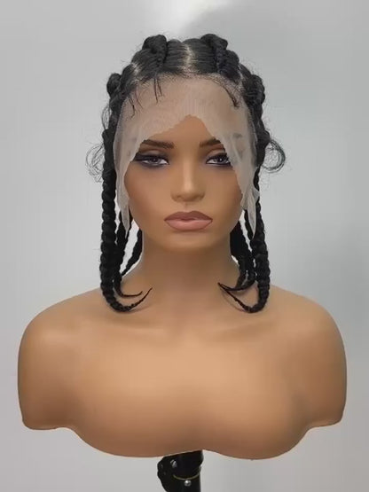 6 Flat Braids Synthetic Full Lace Wig (Unisex) [3 Colors]