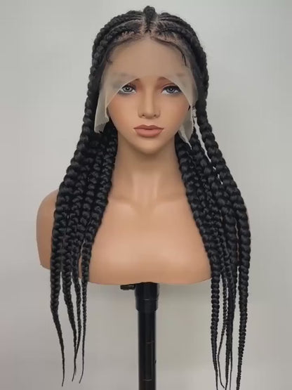 9 Flat Braids Synthetic Full Lace Wig