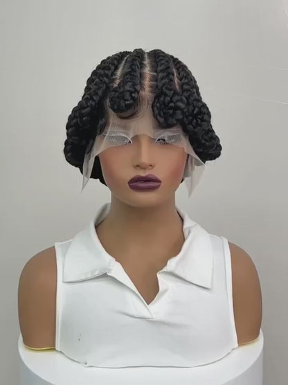 Synthetic 360 Braided Full Lace Wig with Wrapped Ends