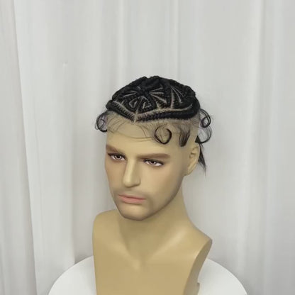 Perruque Haut-de-Tête en Dentelle de Nattes Synthétiques pour Homme [Modèle #9]