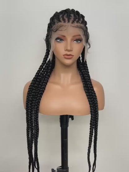 7 Big Braids + 6 Small Zig Zag Braids Synthetic Full Lace Wig